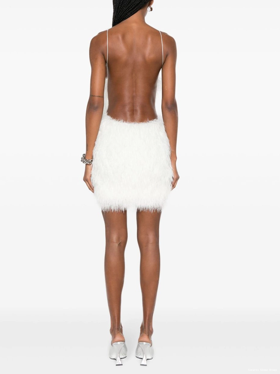 Affordable feather-embellished Women backless Coperni minidress 0502